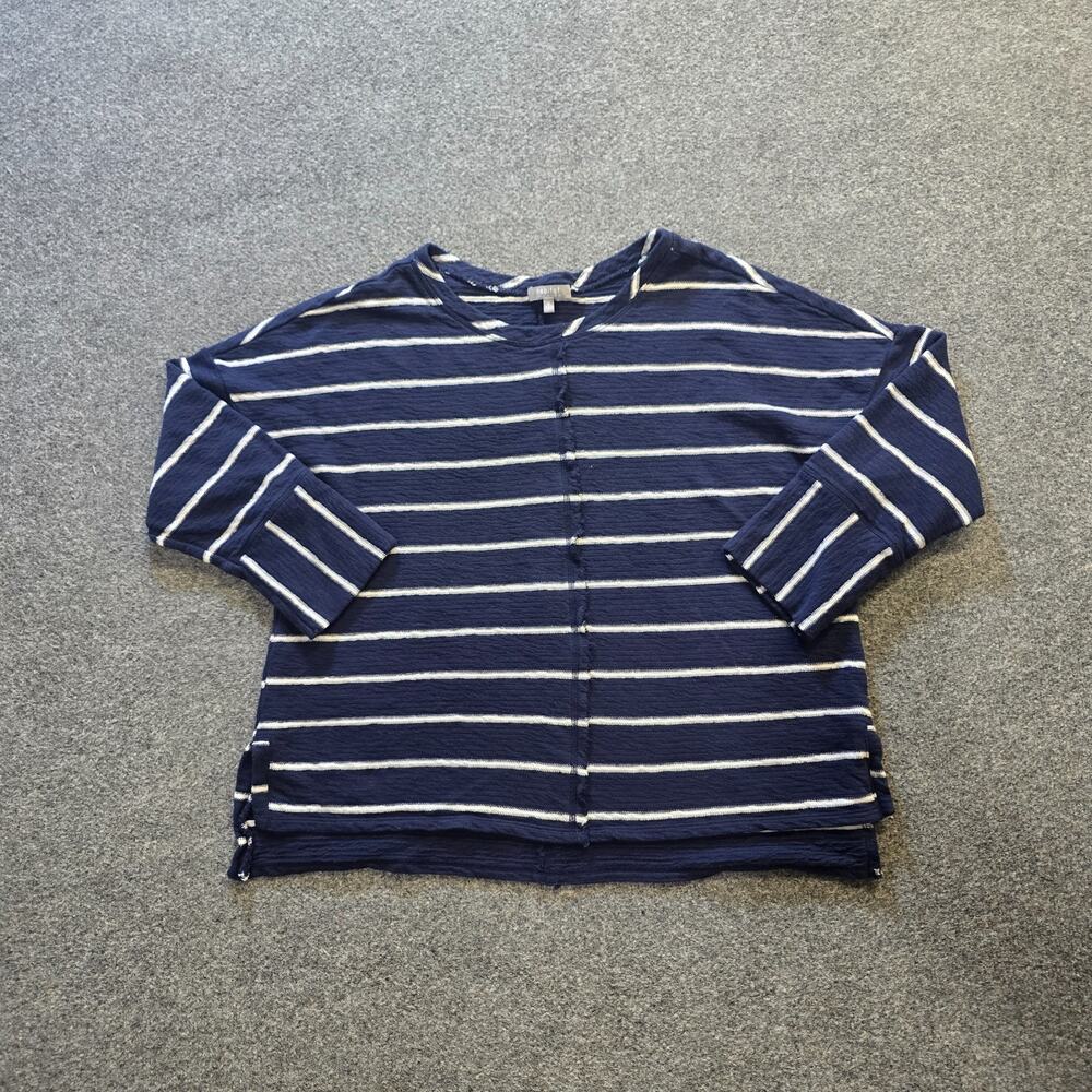 Habitat Sweater Top Womens Medium Blue Striped Knit Long Sleeve Casual Career